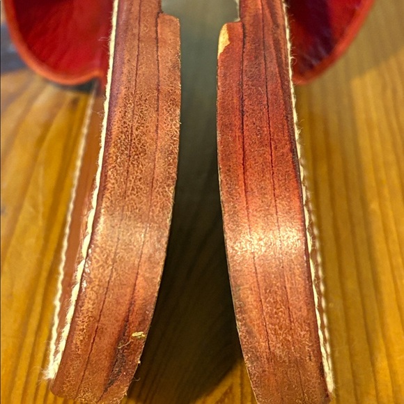 Freebird Red Leather golden Sandals - Picture 8 of 12